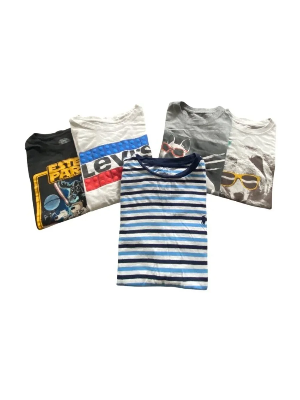 Boys Bundle of 5 Graphic Tee Shirts Size L Ralph Lauren Levi’s Wonder Nation
